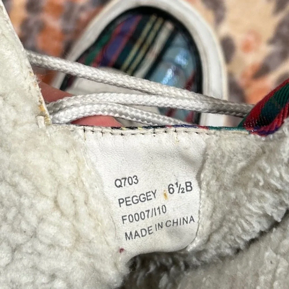 Coach Peggey Plaid Quilted Snow Boots White Multicolor Apres Ski‎ 2000's Y2K 6.5